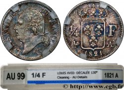 1/4 franc Louis XVIII, Fauté coins tournés 1821 Paris F.163/20