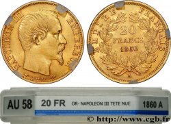 20 francs or Napoléon III, tête nue 1860 Paris F.531/18
