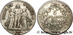 5 francs Union et Force, Union serré, seulement gland extérieur 1797 Perpignan F.288/26