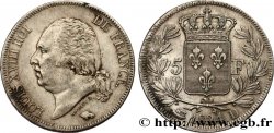 5 francs Louis XVIII, tête nue 1824 Lyon F.309/90