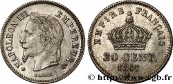 20 centimes Napoléon III, tête laurée, grand module 1867 Strasbourg F.150/2