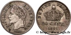 20 centimes Napoléon III, tête laurée, petit module 1866 Bordeaux F.149/6