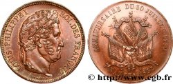 Module de 5 francs en cuivre commémorant l’anniversaire du 30 juillet 1830 1832 Nantes F.324/12 var.