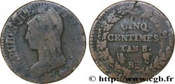 Cinq centimes Dupré, grand module, double frappe 1800 Strasbourg F.115/118