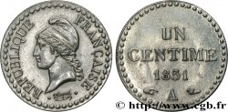 Un centime Dupré, IIe République, nickelée 1851 Paris F.101/8