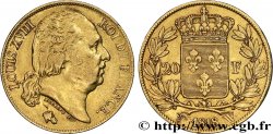20 francs or Louis XVIII, tête nue 1818 Lille F.519/14