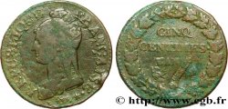 Cinq centimes Dupré, grand module,  refrappage  du décime 1798 Paris F.114/16 MB20 