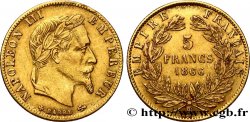 5 francs or Napoléon III, tête laurée 1866 Strasbourg F.502/10