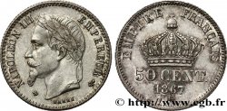 50 centimes Napoléon III, tête laurée, différent au milieu 1867 Strasbourg F.188/17