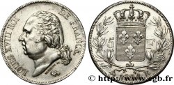 5 francs Louis XVIII, tête nue 1824 Rouen F.309/89