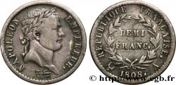 Demi-franc Napoléon Ier tête laurée, République française, buste fin 1808 Paris F.177/2