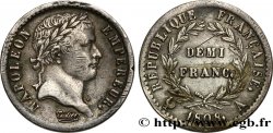 Demi-franc Napoléon Ier tête laurée, République française, buste fin 1808 Paris F.177/2