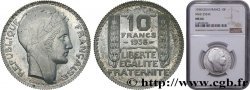 Préparation de la 10 francs Pétain, type Turin, essai en aluminium, tranche striée, lourd 1938 Paris GEM.173 4 var. SPL64 NGC