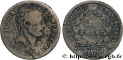 Demi-franc Napoléon Ier tête laurée, République française 1808 Paris F.177/2