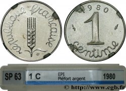 Piéfort argent de 1 centime Épi 1980 Pessac GEM.4 P2 fST63 GENI