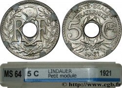 5 centimes Lindauer, petit module 1921 Paris F.122/3