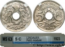5 centimes Lindauer, petit module 1923 Paris F.122/6