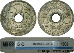 5 centimes Lindauer, maillechort 1939 Paris F.123A/3