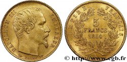 5 francs or Napoléon III, tête nue, petit module, tranche cannelée 1854 Paris F.500A/1