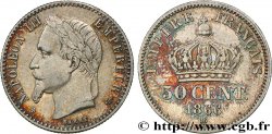50 centimes Napoléon III, tête laurée 1866 Strasbourg F.188/10