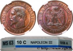 Dix centimes Napoléon III, tête nue 1856 Paris F.133/34