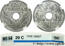 VINGT centimes État français 1941  F.152/2