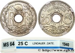 25 centimes Lindauer, maillechort 1940  F.172/4