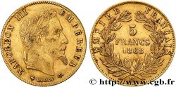 5 francs or Napoléon III, tête laurée 1868 Strasbourg F.502/14