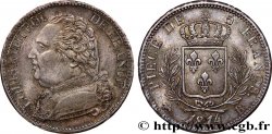 5 francs Louis XVIII, buste habillé 1814 Rouen F.308/2