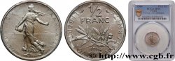 Pré-série d un 1/2 franc Semeuse, petit module, avec différents, tranche striée, sans le mot ESSAI 1964 Paris F.198/1 MS65 PCGS