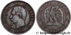 Dix centimes Napoléon III, tête nue, différent ancre 1855 Strasbourg F.133/24