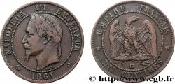 Dix centimes Napoléon III, tête laurée 1861 Strasbourg F.134/5