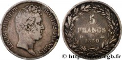 5 francs type Tiolier sans le I, tranche en creux 1830 Lyon F.313/3
