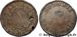 10 cent. Anvers à l’N, frappe de l’atelier de Wolschot 1814 Anvers F.130A/3