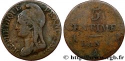 5 centimes Dupré, petit module 1796 Paris F.113/1