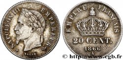 20 centimes Napoléon III, tête laurée, petit module 1866 Paris F.149/4