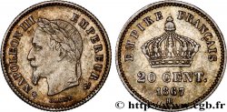 20 centimes Napoléon III, tête laurée, grand module 1867 Strasbourg F.150/2