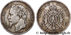 5 francs Napoléon III, tête laurée 1869 Strasbourg F.331/15
