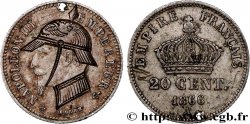 Monnaie satirique 20 centimes Napoléon III avec casque à pointe 1866 Paris F.149/4 var. TTB 