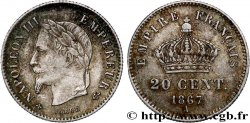 20 centimes Napoléon III, tête laurée, grand module 1867 Paris F.150/1