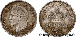 20 centimes Napoléon III, tête laurée, grand module 1867 Paris F.150/1