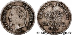 20 centimes Napoléon III, tête laurée, grand module 1867 Paris F.150/1