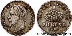 50 centimes Napoléon III, tête laurée 1865 Strasbourg F.188/7