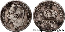 50 centimes Napoléon III, tête laurée 1866 Paris F.188/9