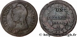 Un décime Dupré, modification du 2 décimes 1796 Paris F.127/1