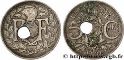 5 centimes Lindauer, petit module, trou décentré 1931 Paris F.122/14 var.
