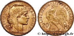 20 francs or Coq, Liberté Égalité Fraternité 1907 Paris F.535/1