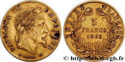 5 francs or Napoléon III, tête laurée 1865 Strasbourg F.502/8