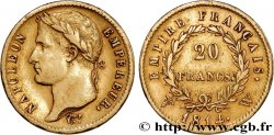 20 francs or Napoléon, tête laurée, Empire français 1814 Lille F.516/42