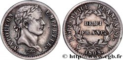 Demi-franc Napoléon Ier tête laurée, République française 1808 Paris F.177/2